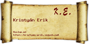 Kristyán Erik névjegykártya