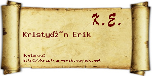 Kristyán Erik névjegykártya